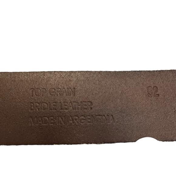 Carhartt Mens Size 52 Brown Leather Belt with Brass Buckle - Picture 3 of 7